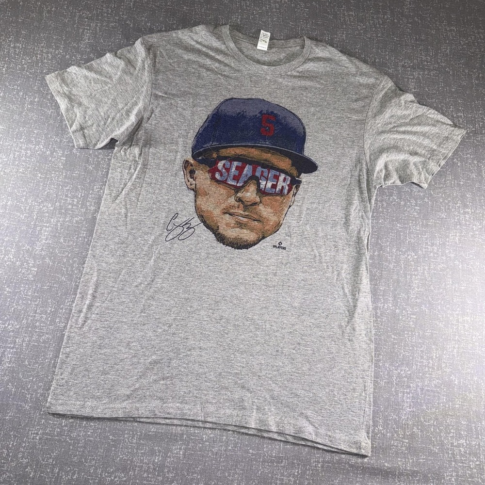 Cotton Heritage Corey Seager‎ Shirt Mens Medium Gray Graphic Baseball MLB Tee